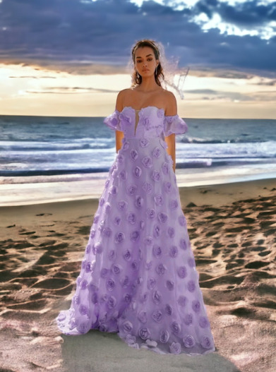 Off shoulder purple outlet gown